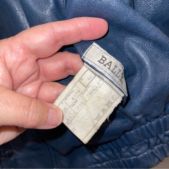 Bally Vintage Daytona Blue Leather Jacket Mens Size 42 - Picture 7 of 9